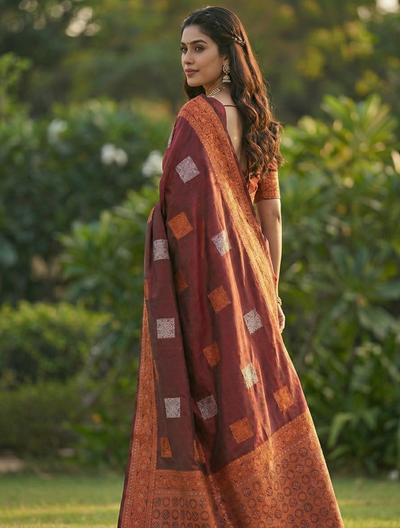 Maroon Jacquard Saree