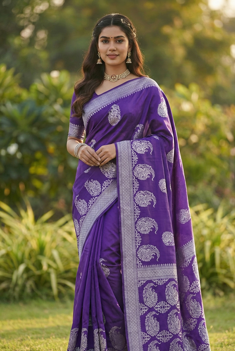 Purple Jacquard Saree