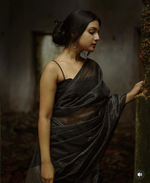 Black Grey Jacquard Saree