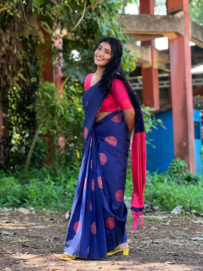 Dark Blue Jacquard Saree