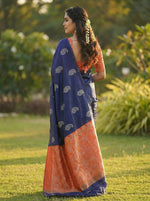Elegant Blue Jacquard Saree