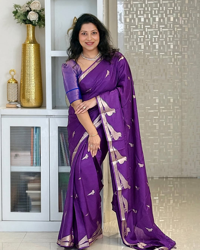 Royal Purple Jacquard Saree