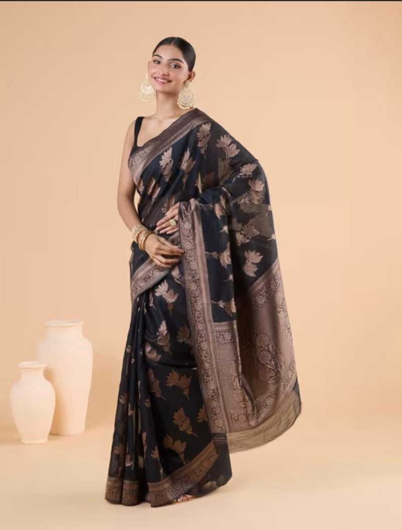 Premium Black Jacquard Saree