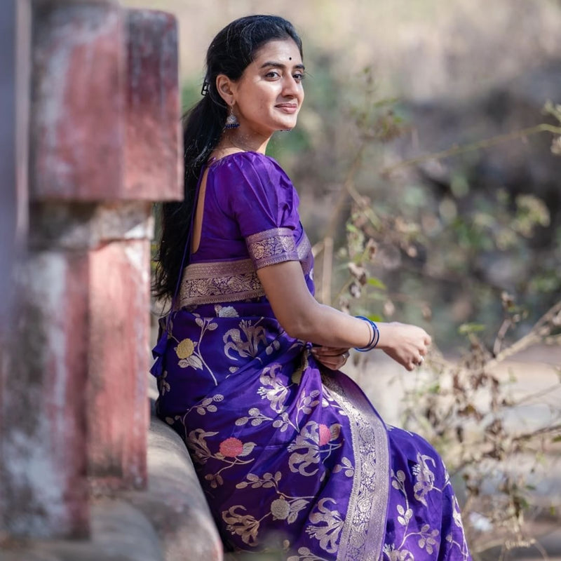 Classic Blue Jacquard Saree