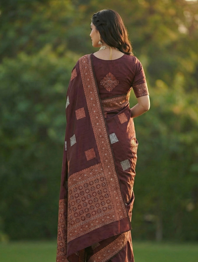 Wine Jacquard Saree