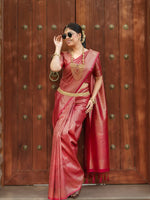 Elegant Red Jacquard Saree