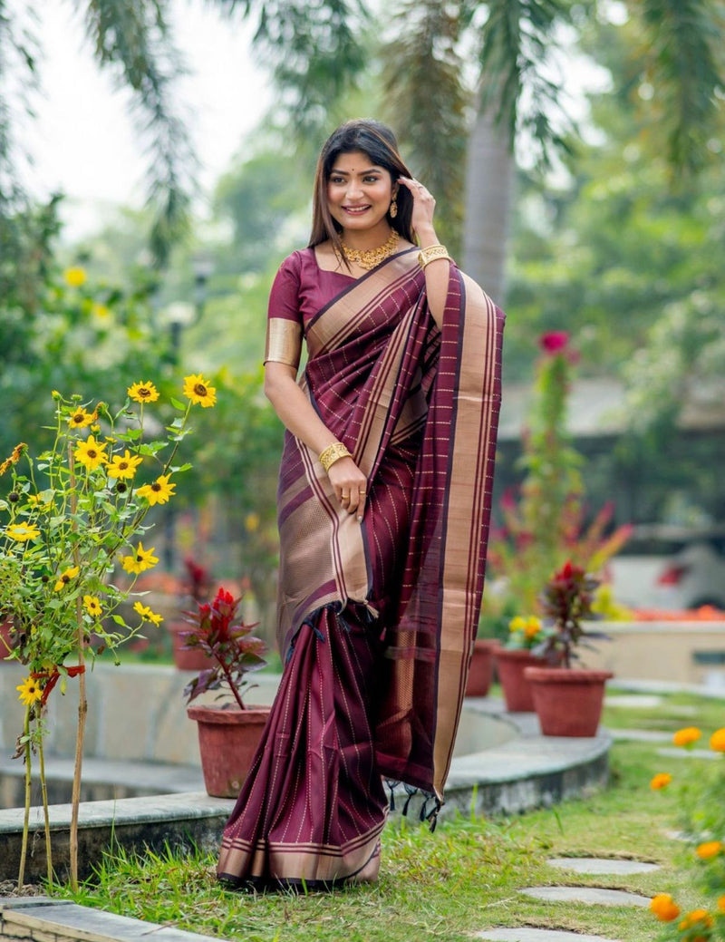 Royal Maroon Jacquard Saree