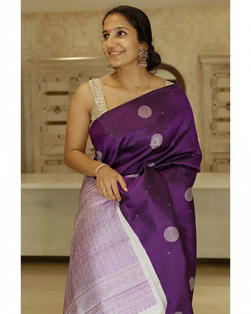 Elegant Dark Purple Jacquard Saree for Weddings & Festive Celebrations