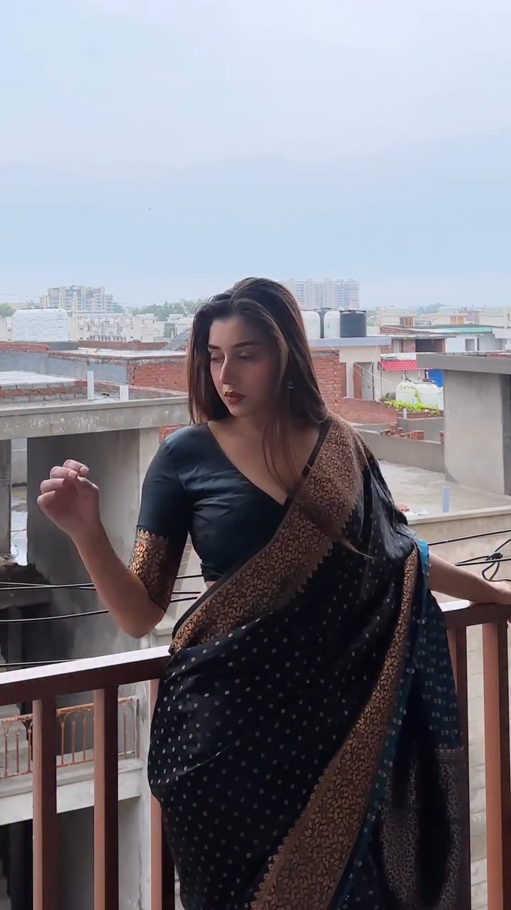 Onyx Black Jacquard Saree