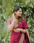 Elegant Red Jacquard Saree for Festive & Wedding Wear
