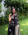 Luxury Black Jacquard Saree for Festive & Party Wear Elegance