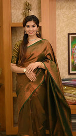 Elegant Brown Jacquard Saree
