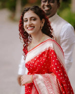 Vibrant Red Jacquard Saree