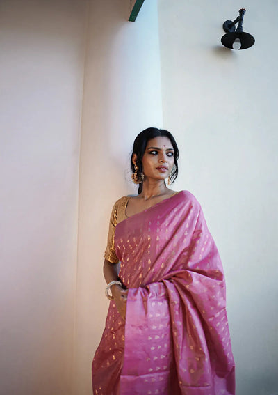 Charming Pink Jacquard Saree 