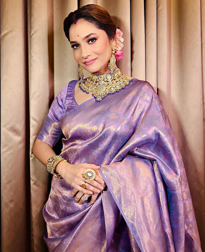 Luxurious Purple Jacquard Saree – Rich Woven Detailing & Festive Elegance