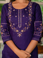 Violet Marina Silk Multi Embroidered Suit Set
