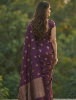 Wine Jacquard Saree 