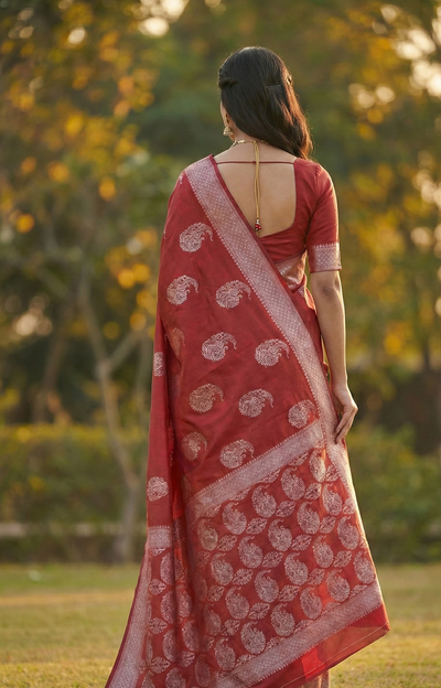 Maroon Jacquard Saree