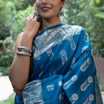Lait Blue Jacquard Saree