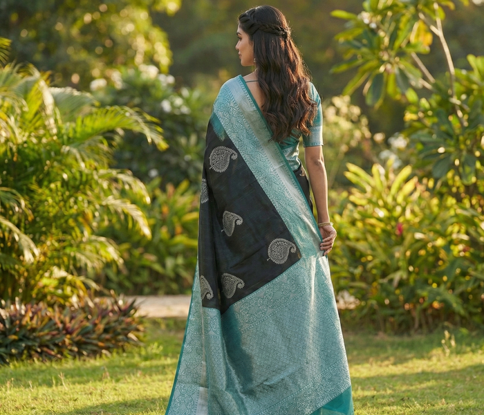 Tea Blue Jacquard Saree – Soft Elegance with Premium Woven Detailing