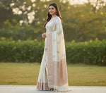 Off White Jacquard Saree