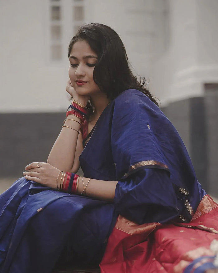 Blue Jacquard Saree – Elegant & Timeless Indian Ethnic Wear