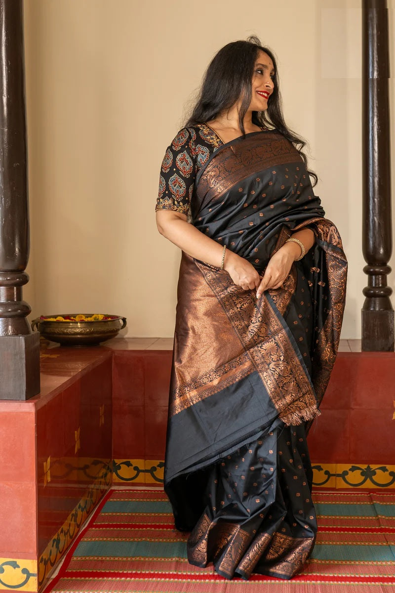 Classic Black Jacquard Saree