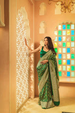 Vibrant Green Jacquard Saree