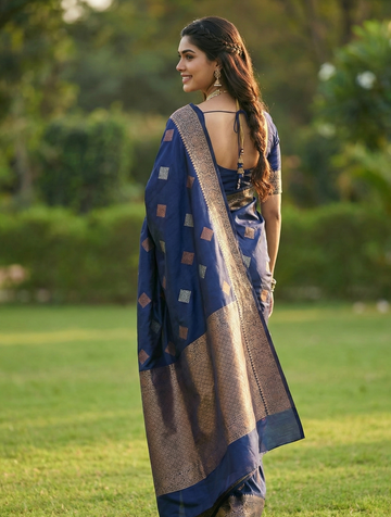 Navy Blue Jacquard Saree – Premium Elegant Saree for Festive & Formal Wear