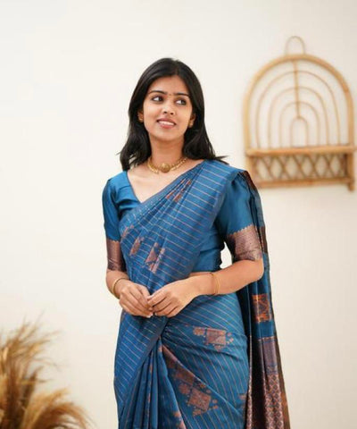 Elegant Rama Jacquard Saree