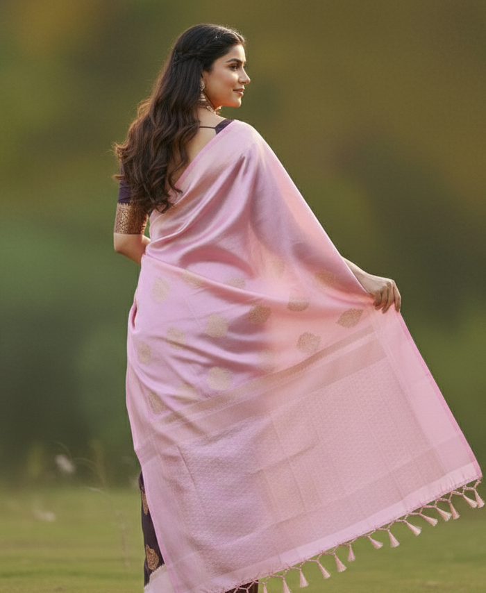 Elegant Pink Jacquard Saree – Timeless Style for Every Occasion