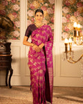Dark Pink Jacquard Saree – Rich Festive Charm with a Luxurious Finish