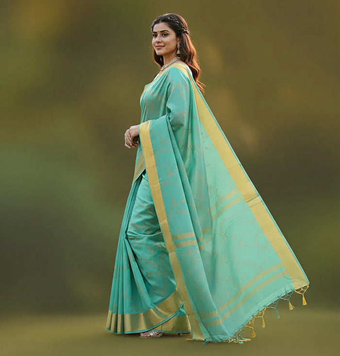 Premium Light Blue Jacquard Saree – Elegant Woven Saree for Festive & Special Occasions
