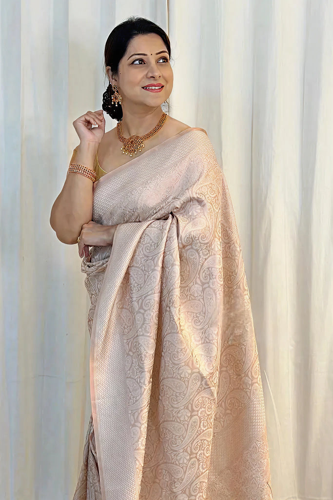 Elegant White Jacquard Saree