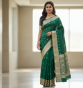 Bottle Green Jacquard Saree for Women – Rich Festive & Wedding Wear Elegance
