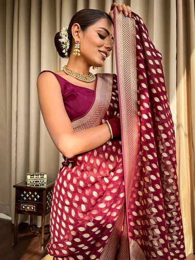Royal Maroon Jacquard Saree