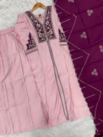 Pink Roman Silk Anarkali Kurti Set