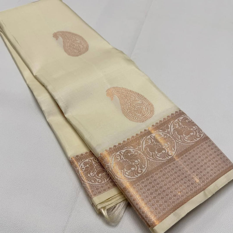 Off White Jacquard Saree