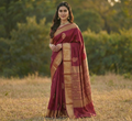 Royal Wine Jacquard Saree – Rich Woven Texture for Festive & Party Elegance