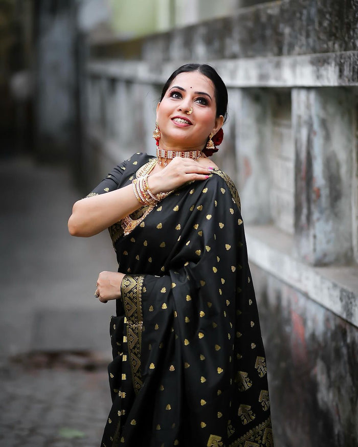 Premium Black Jacquard Saree for Elegant Party & Festive Wear