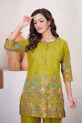 Lemon Yellow Pure Cotton Printed Co-Ord Set – Trendy Women’s Top & Bottom Set