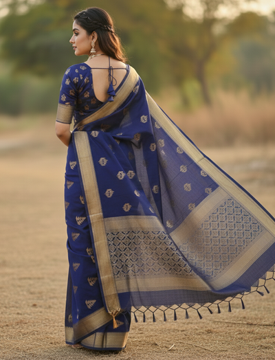Blue Jacquard Saree