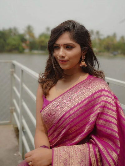 Blush Pink Jacquard Saree