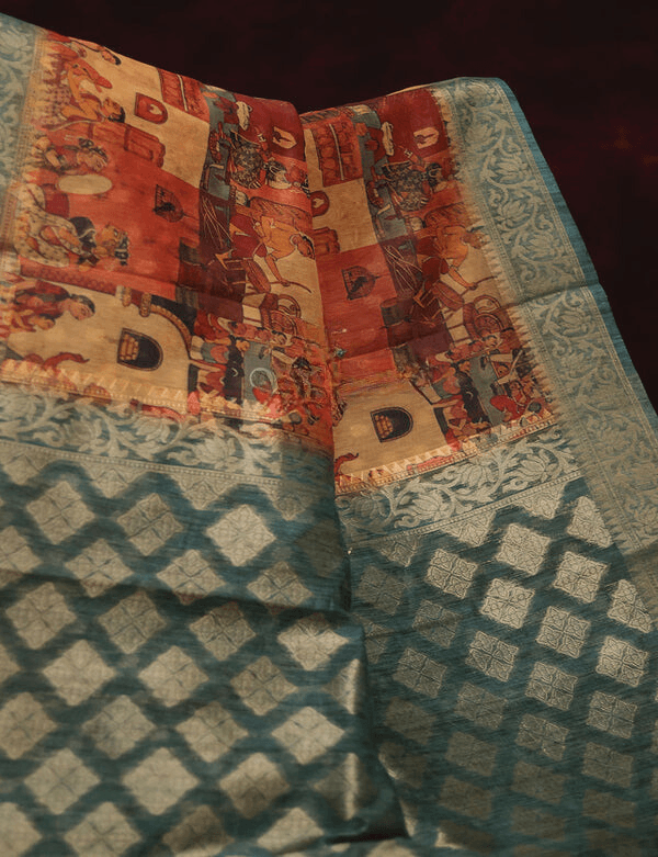 Wonderful Multi Colored Cotton Linen Designer Printed Saree