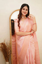 Delicate Light Pink Jacquard Saree