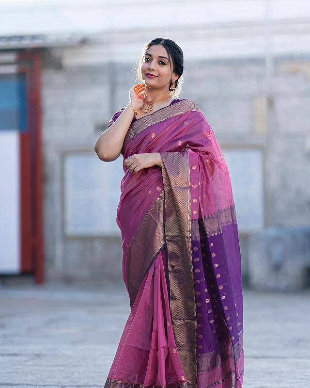 Purple Jacquard Saree – Royal, Elegant & Festive Ethnic Wear