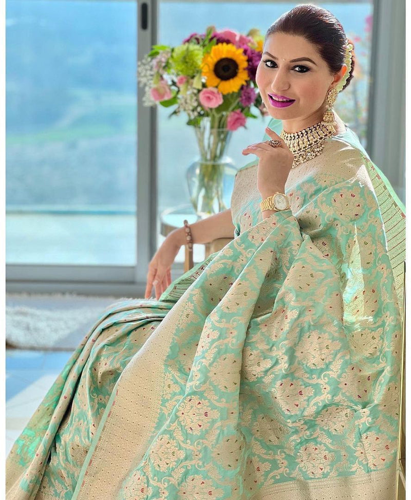 Light Blue Jacquard Saree