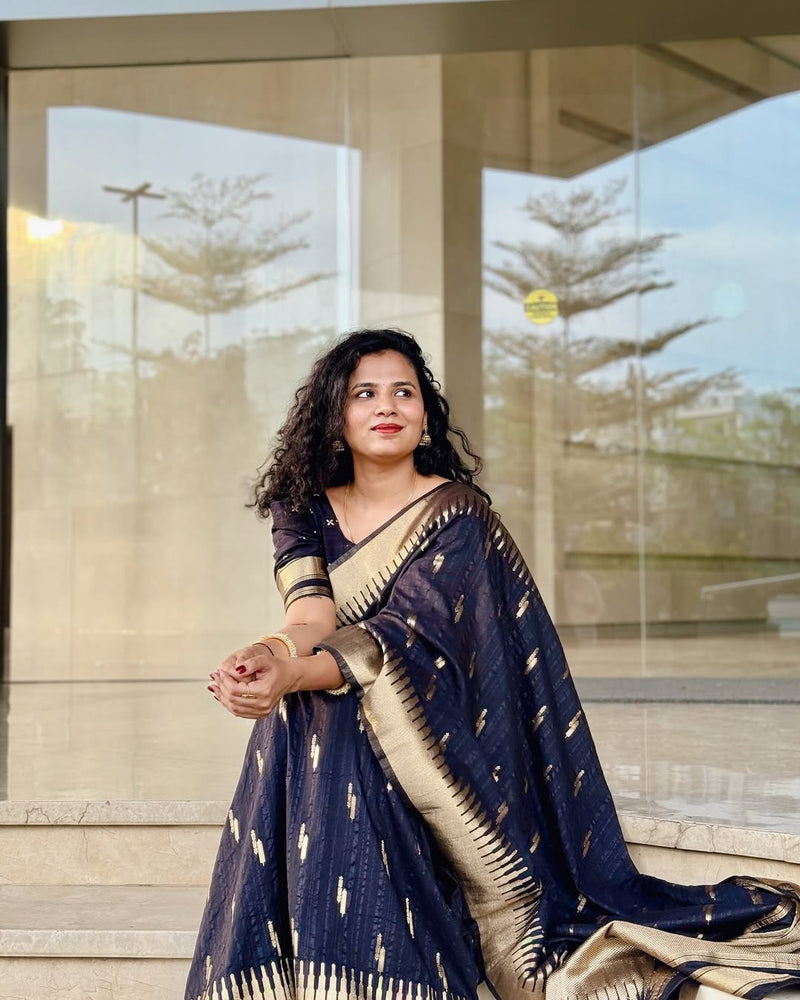 Luxury Black Jacquard Saree