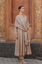 Beige Embroidered Vichitra Silk Sharara Suit Set