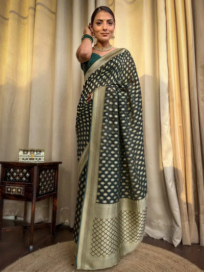 Mahendi Green Jacquard Saree